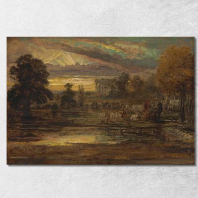 Bovini Presso Una Pozza All'Alba James Ward jwr9 quadro stampa su tela