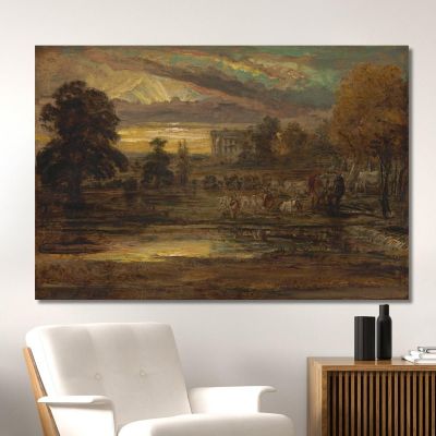 Bovini Presso Una Pozza All'Alba James Ward, jwr9 quadro stampa su tela