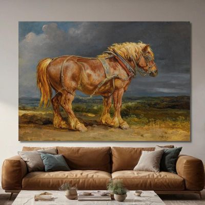 Cheshunt Il Cavallo Da Tiro Shire "Elephant" In Un Ampio Paesaggio James Ward jwr10 quadro stampa su tela