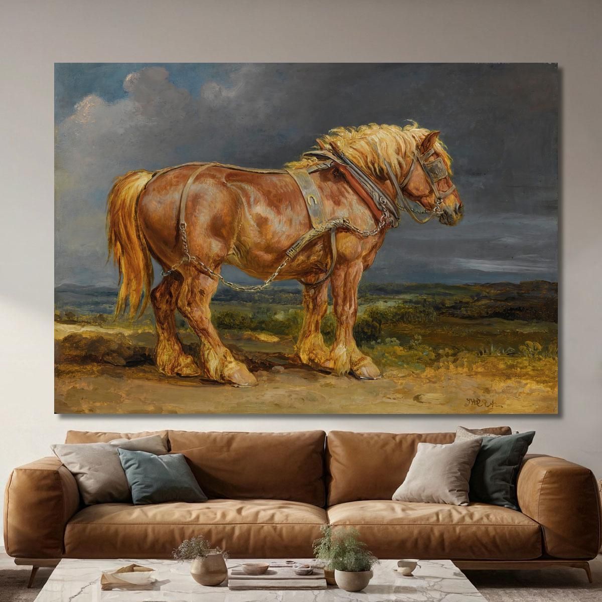 Cheshunt Il Cavallo Da Tiro Shire "Elephant" In Un Ampio Paesaggio James Ward jwr10 quadro stampa su tela