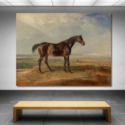 Dr. Syntax A Bay Racehorse Standing In A Coastal Landscape An Estuary Beyond James Ward, jwr15 canvas print