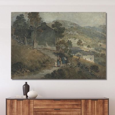 Landscape With Cottages And Figures James Ward, jwr23 canvas print