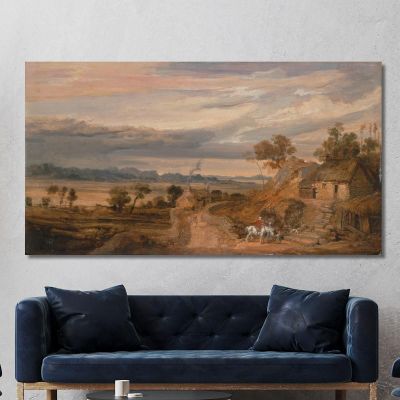 Landschaft Mit Hütten James Ward, jwr24 drucken auf leinwand