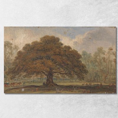 Paesaggio Con Cervi Sotto "La Quercia Del Mendicante" A Dagot'S Park James Ward jwr25 quadro stampa su tela