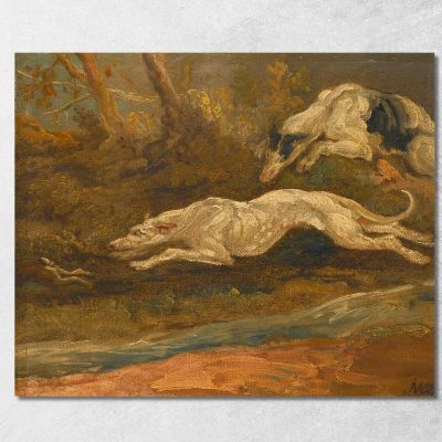 La Fuga: Due Levrieri All'Inseguimento Di Una Lepre James Ward jwr38 quadro stampa su tela