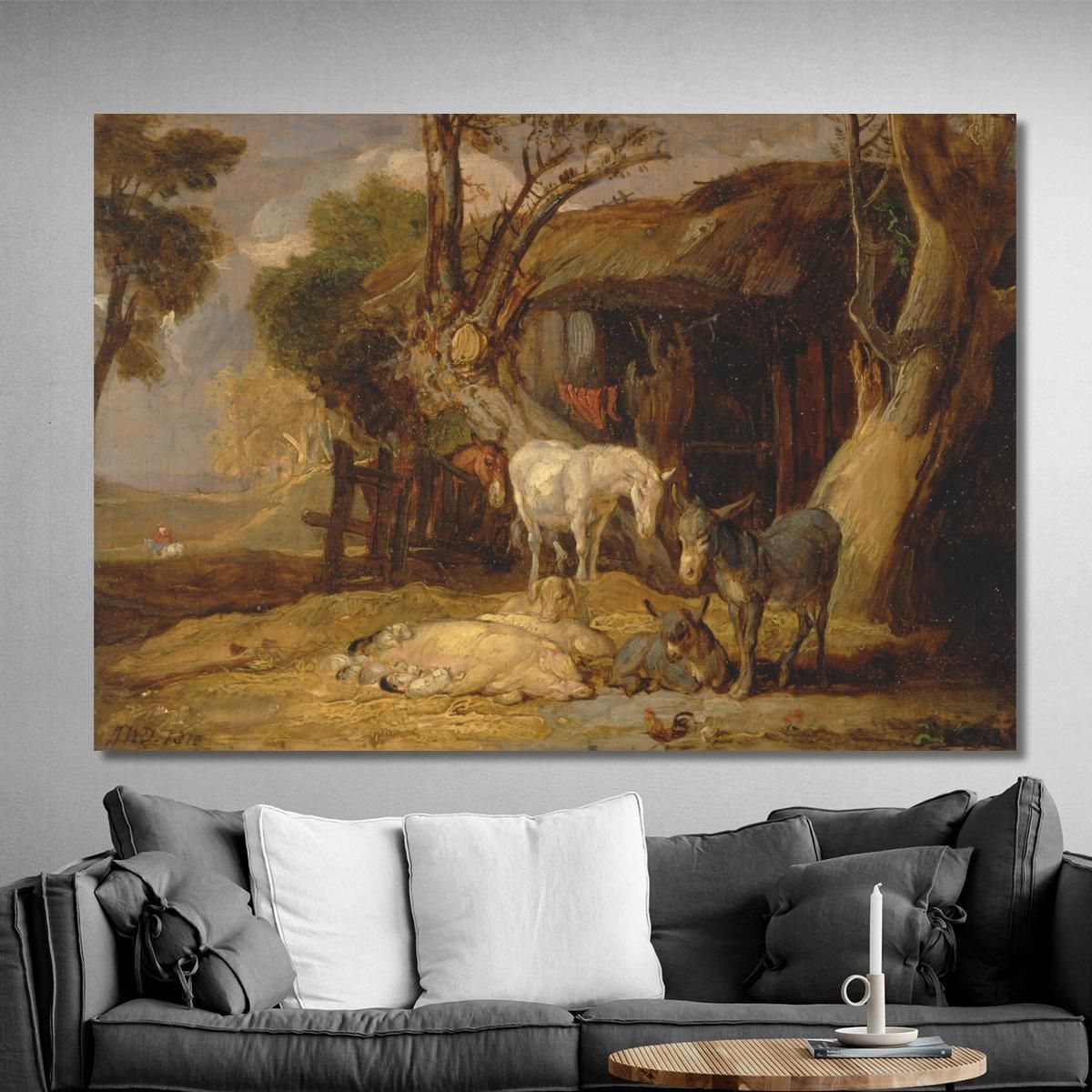 Il Cortile Della Paglia James Ward jwr46 quadro stampa su tela