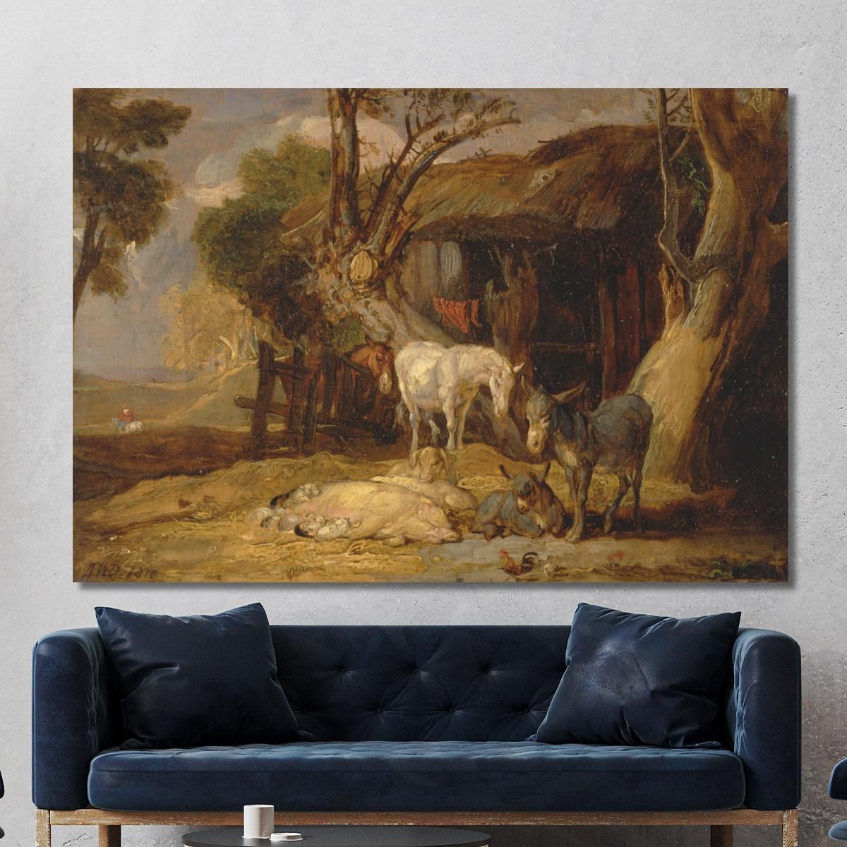 Il Cortile Della Paglia James Ward jwr46 quadro stampa su tela