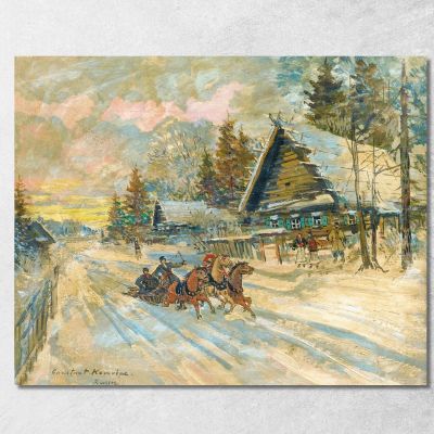 Fisarmonicista In Una Slitta Konstantin Alexeevich Korovin kak1 quadro stampa su tela