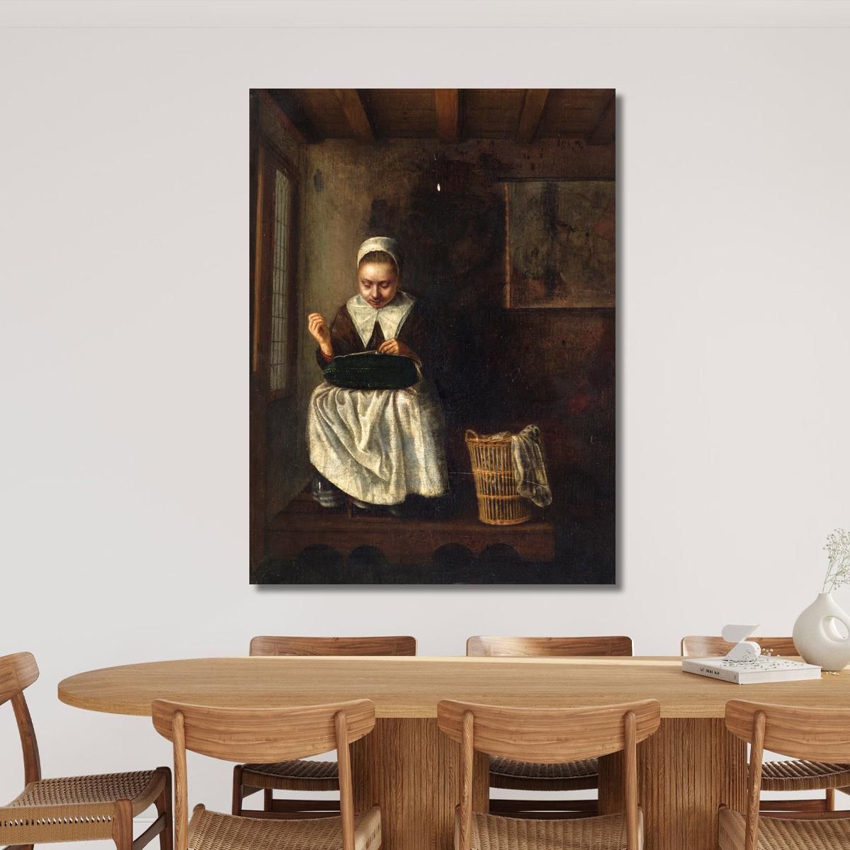 Una Ragazza Che Cuce Nicolaes Maes nma1 quadro stampa su tela