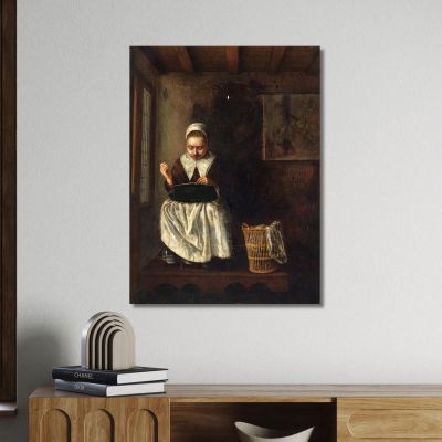 Una Ragazza Che Cuce Nicolaes Maes nma1 quadro stampa su tela Una Ragazza Che Cuce Nicolaes Maes nma1 quadro stampa su tela