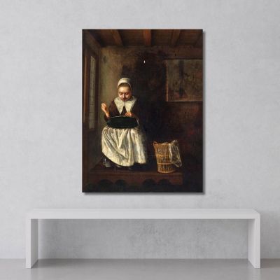 Una Ragazza Che Cuce Nicolaes Maes nma1 quadro stampa su tela Una Ragazza Che Cuce Nicolaes Maes nma1 quadro stampa su tela