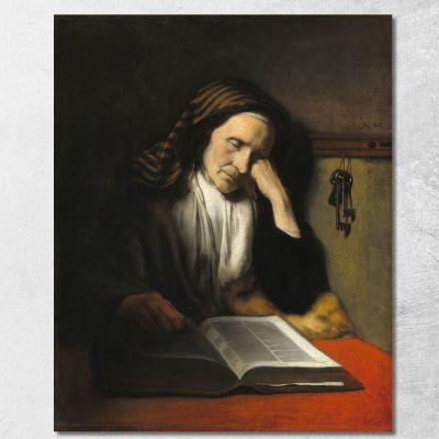 Una Vecchia Che Sonnecchia Su Un Libro Nicolaes Maes nma4 quadro stampa su tela