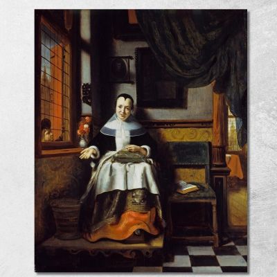 La Donna Virtuosa Nicolaes Maes nma40 quadro stampa su tela