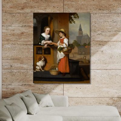 Vegetable Seller Nicolaes Maes, nma42 canvas print