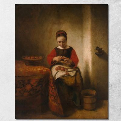 Giovane Donna Che Sbuccia Mele Nicolaes Maes nma44 quadro stampa su tela