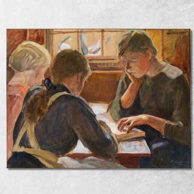 Bambini Che Leggono Pekka Halonen phl2 quadro stampa su tela