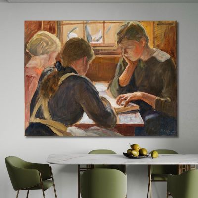 Lesende Kinder Pekka Halonen, phl2 drucken auf leinwand