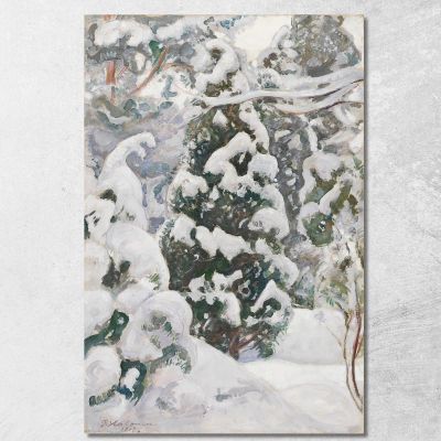 Ginepro Nella Neve Pekka Halonen phl10 quadro stampa su tela