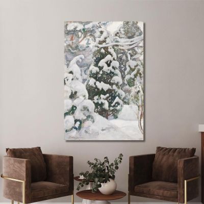 Juniper Tree In Snow Pekka Halonen, phl10 canvas print