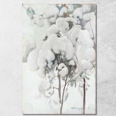 Piantine Di Pino Coperte Di Neve Pekka Halonen phl20 quadro stampa su tela
