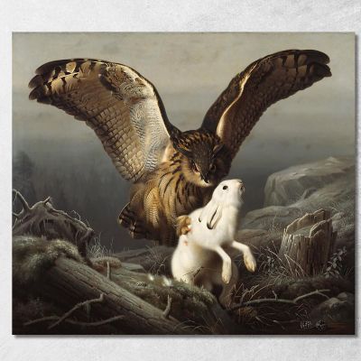 Un Gufo Reale Cattura Una Lepre Ferdinand von Wright fvw2 quadro stampa su tela