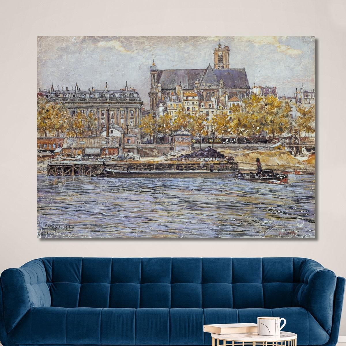Quai De L'Hôtel-De-Ville E La Chiesa Saint-Gervais-Saint-Protais Frédéric Houbron fhb28 quadro stampa su tela