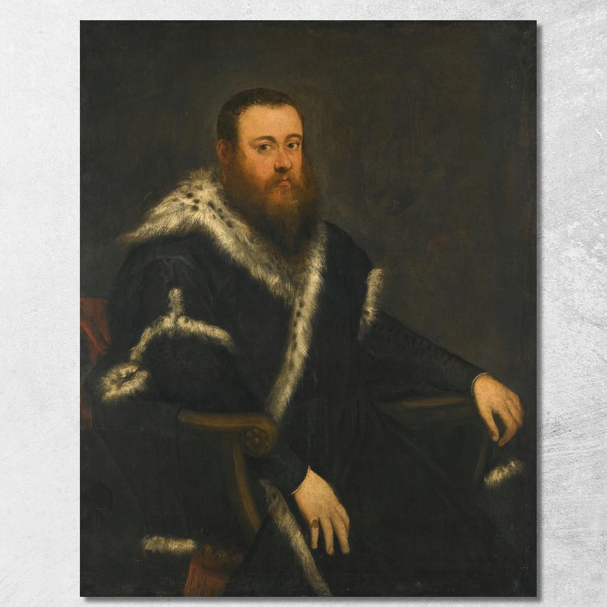 Portrait Of A Bearded Man In A Black Robe With Fur Jacopo Tintoretto canvas  print, image size:1200x1200