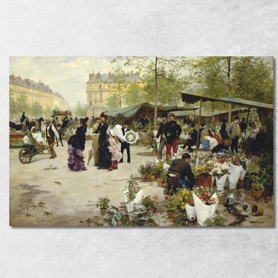 Il Mercato Inferiore Parigi Victor Gabriel Gilbert vgg38 quadro stampa su tela