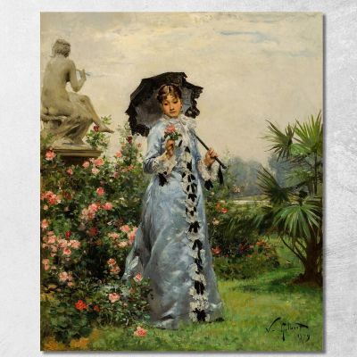 Elegante Con La Rosa Victor Gabriel Gilbert vgg41 quadro stampa su tela