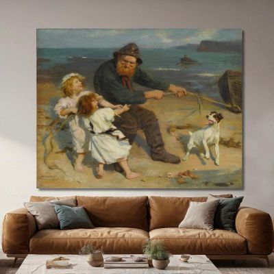 Scena Portuale Arthur John Elsley, aje2 quadro stampa su tela