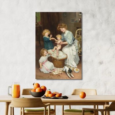 Il Bagnetto Del Bebè Arthur John Elsley, aje5 quadro stampa su tela