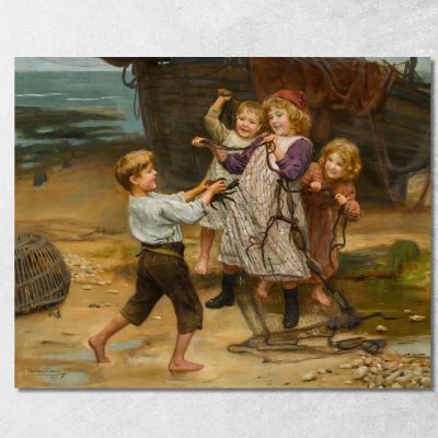 La Pesca Del Giorno Arthur John Elsley aje13 quadro stampa su tela