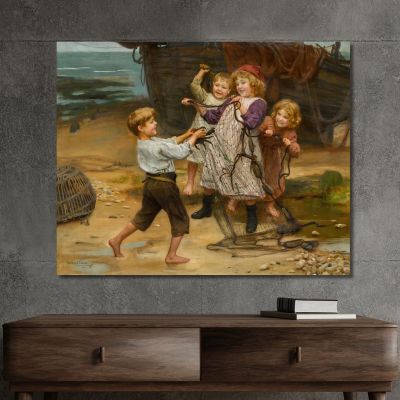 La Pesca Del Giorno Arthur John Elsley, aje13 quadro stampa su tela