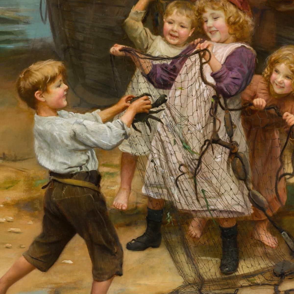 La Pesca Del Giorno Arthur John Elsley aje13 quadro stampa su tela