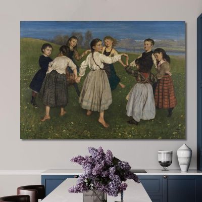 Children Dancing In A Ring Hans Thoma, hth19 canvas print
