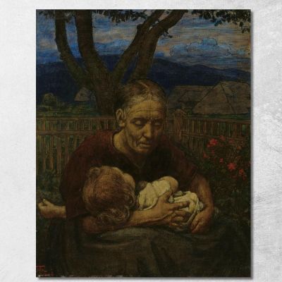 Madre E Figlio In Un Giardino Hans Thoma hth52 quadro stampa su tela