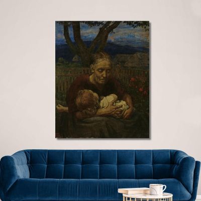 Mother And Child In A Garden Hans Thoma, hth52 canvas print