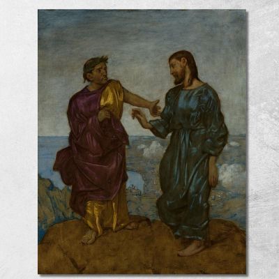 Tentazione Di Cristo Hans Thoma hth74 quadro stampa su tela