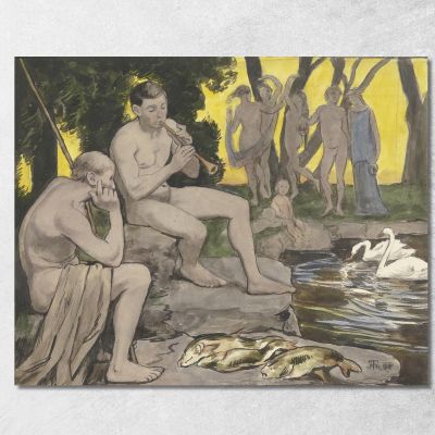 I Campi Elisi: Ninfe Danzanti Hans Thoma hth77 quadro stampa su tela