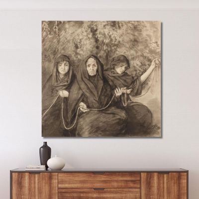 Drei Nornen Hans Thoma, hth84 drucken auf leinwand