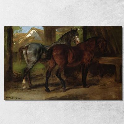 Due Cavalli In Una Stalla Rosa Bonheur rbn58 quadro stampa su tela