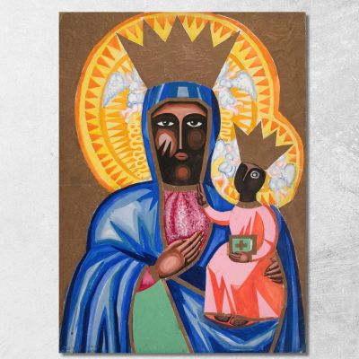 Madonna Nera Di Częstochowa Zygmunt Waliszewski zwl30 quadro stampa su tela