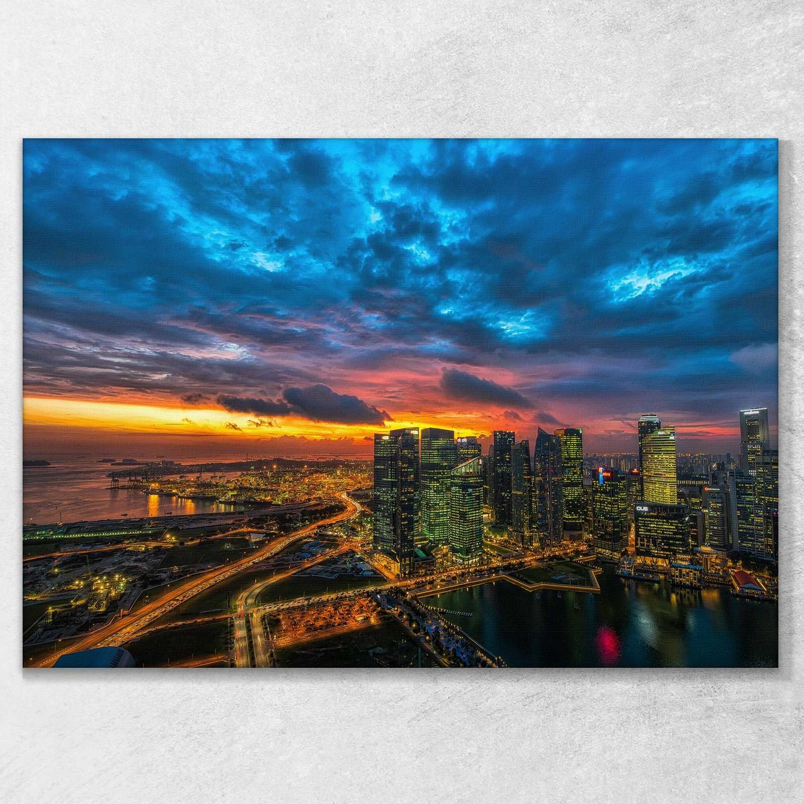 Città Singapore vista della città quadro stampa su tela ct19