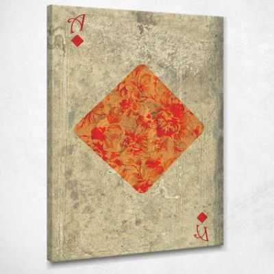 ❤️ Quadro Carte da gioco Asso di quadri floreale moderno stampa su tela car7