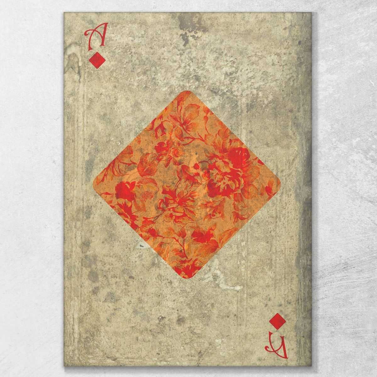 ❤️ Quadro Carte da gioco Asso di quadri floreale moderno stampa su tela car7