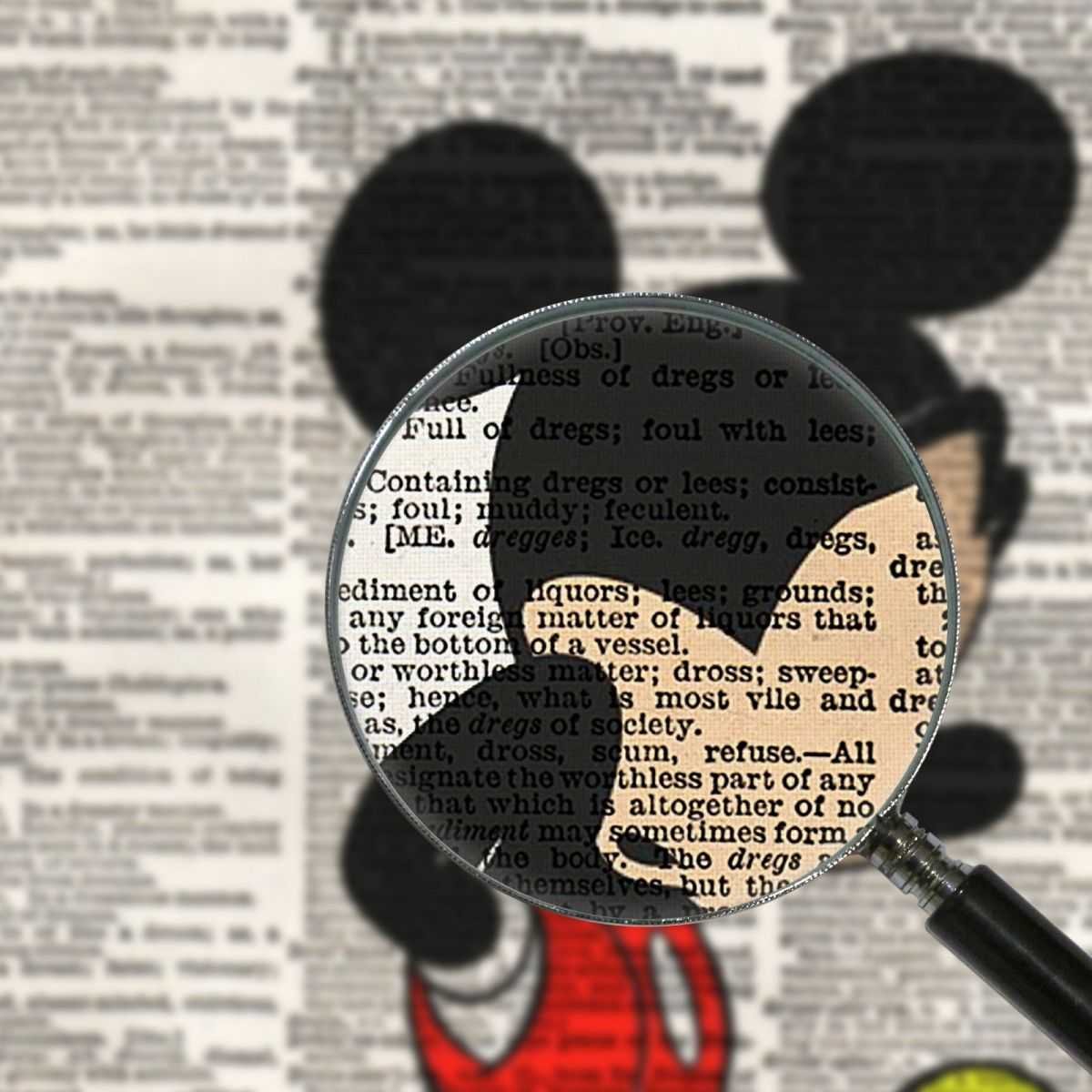 Quadro su dizionario Topolino Mickey Mouse dizionari antichi stampa diz10