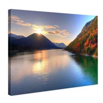 Quadro Paesaggio lago tranquillo all'alba quadro moderno stampa su tela psgo4