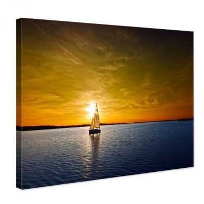 Quadro Paesaggio tramonto sul mare con barca moderno stampa su tela psgo212