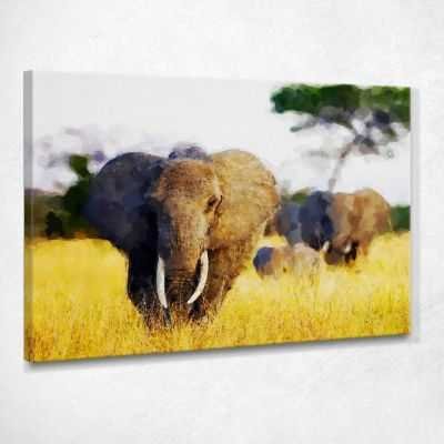 ❤️️ Quadro etnico grande elefante quadro africano stampa su tela afr5