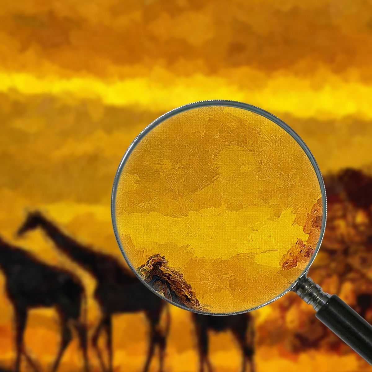 ❤️️ Quadro etnico giraffe al tramonto quadro africano stampa su tela afr8
